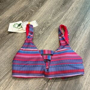 BECCA Pink and Blue RecoTex Reversible Swimwear Size S